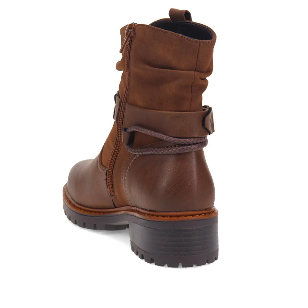 Wide Fit Buckle Ankle Boots - PINYI40015 / 326 201 - Brown - Image 3