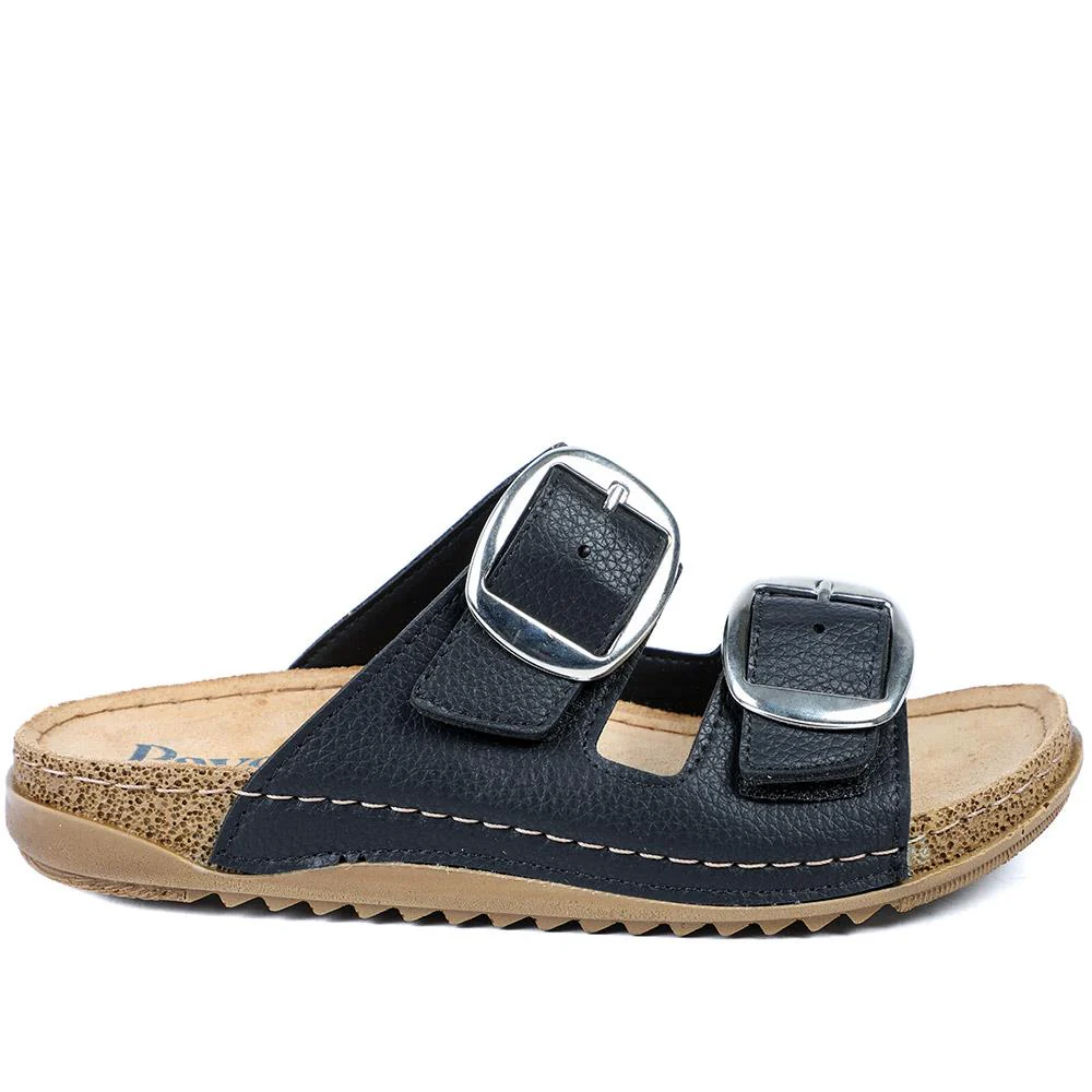 Wide Fit Buckle Detail Comfort Sandals - SERAY43001 / 329 113 - Black - Image 2