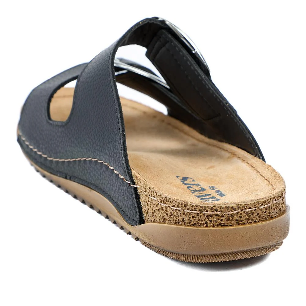 Wide Fit Buckle Detail Comfort Sandals - SERAY43001 / 329 113 - Black - Image 3