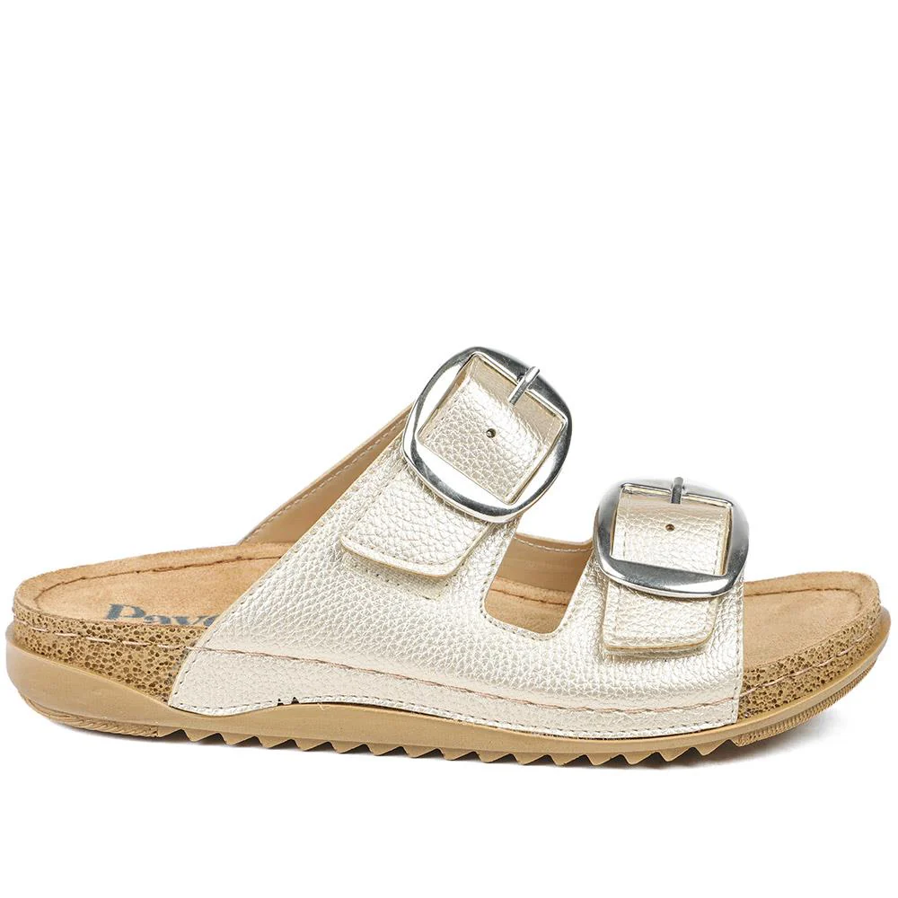Wide Fit Buckle Detail Comfort Sandals - SERAY43001 / 329 113 - Soft Gold - Image 2