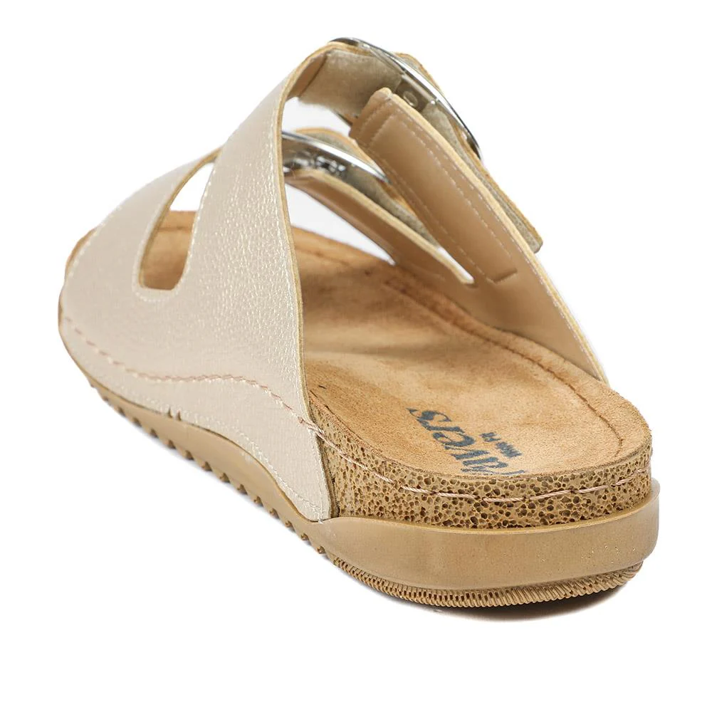 Wide Fit Buckle Detail Comfort Sandals - SERAY43001 / 329 113 - Soft Gold - Image 3