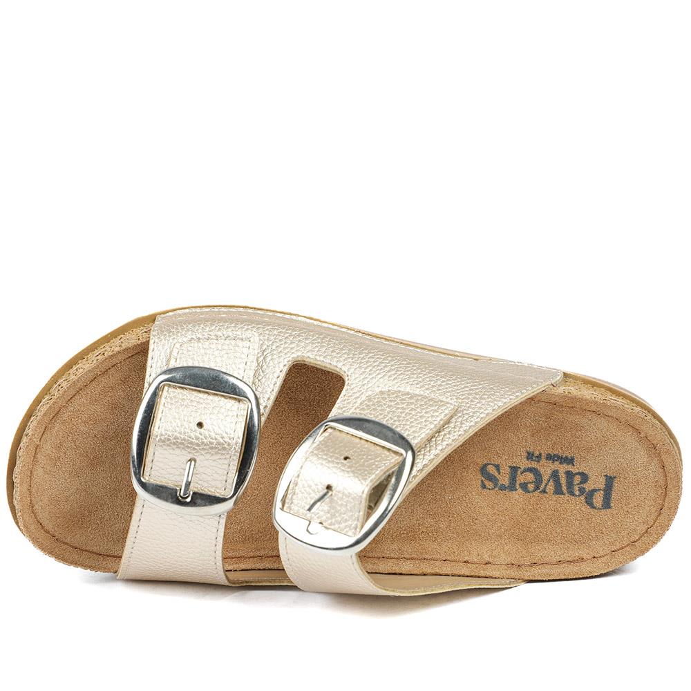 Wide Fit Buckle Detail Comfort Sandals - SERAY43001 / 329 113 - Soft Gold - Image 4
