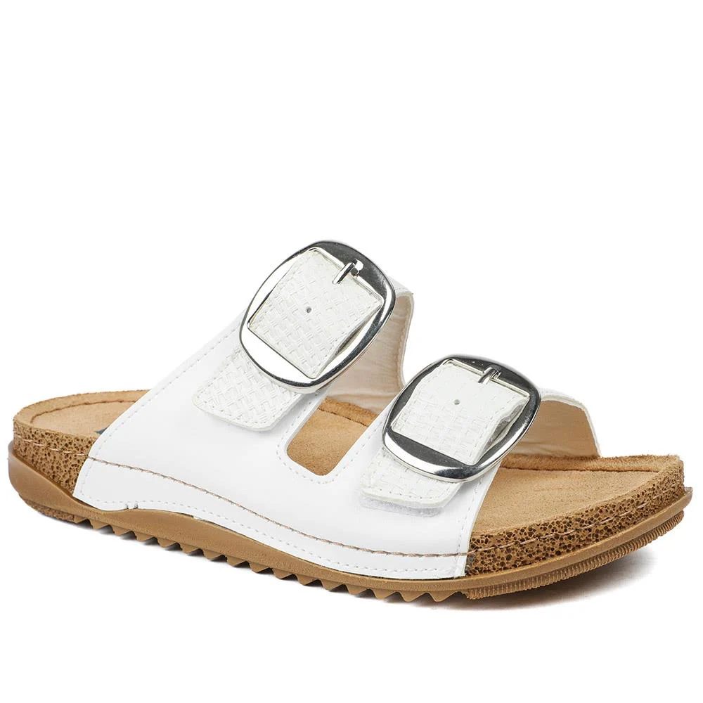 Wide Fit Buckle Detail Comfort Sandals - SERAY43001 / 329 113