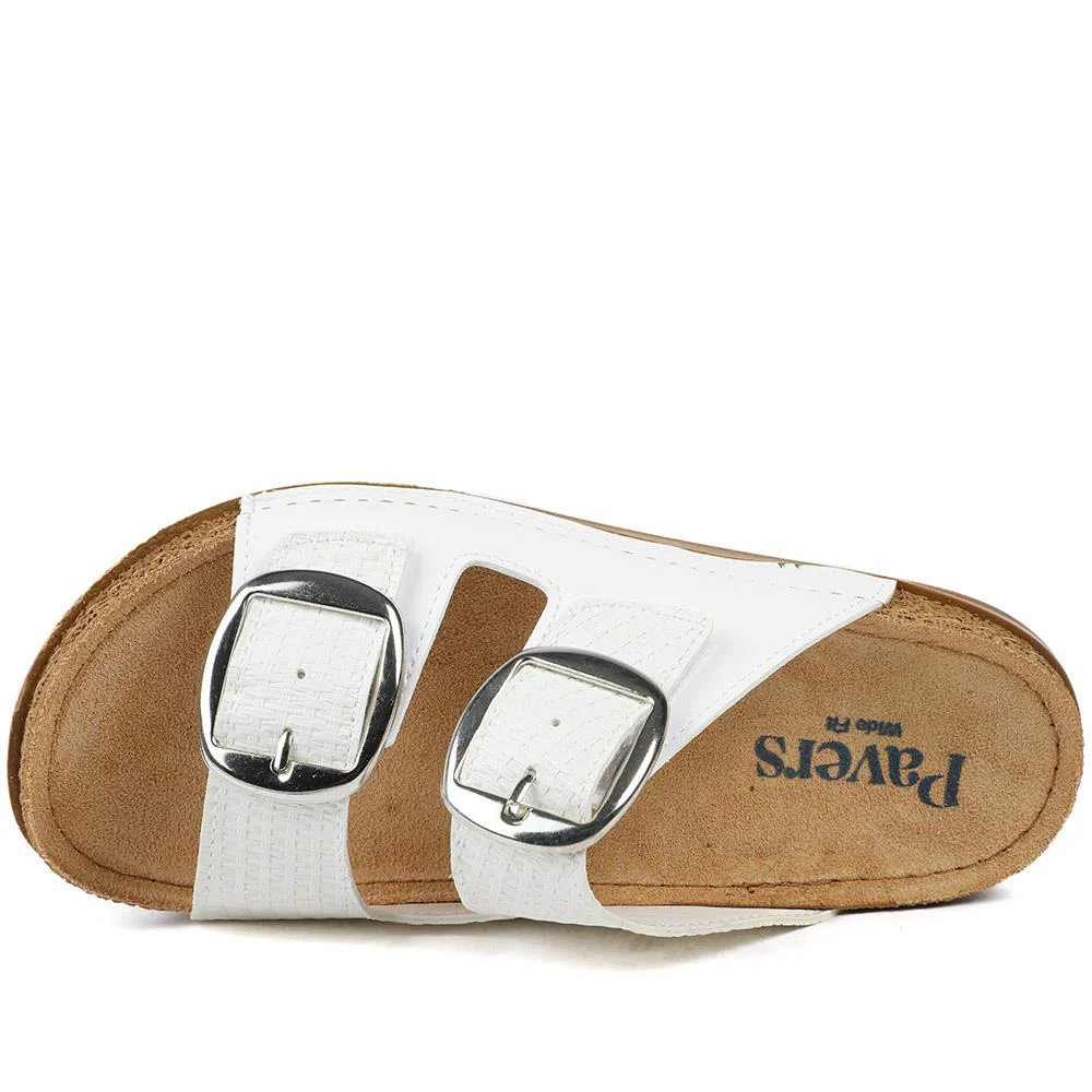 Wide Fit Buckle Detail Comfort Sandals - SERAY43001 / 329 113 - White - Image 4