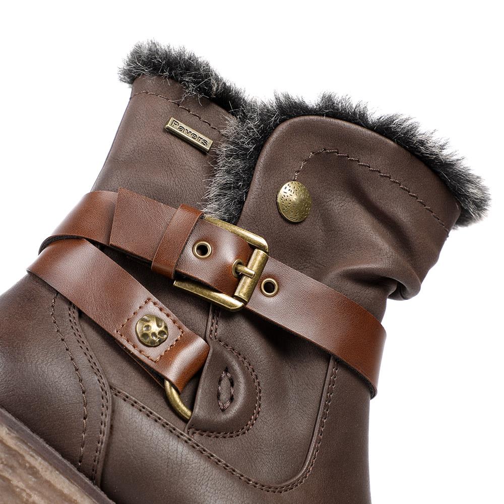 Wide Fit Buckle Detailed Ankle Boots - WK42008 / 328 420 - Brown - Image 5