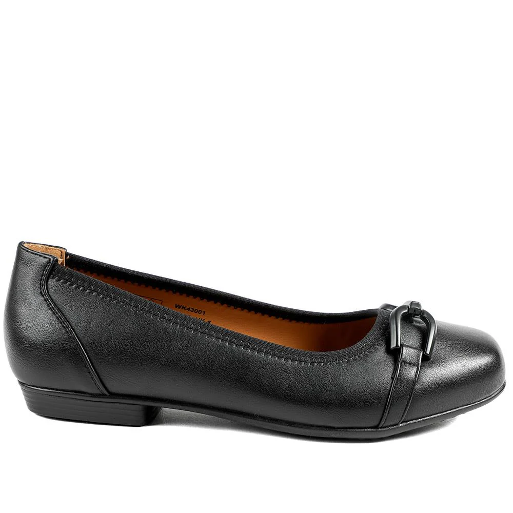 Wide Fit Buckle Detailed Pumps - WK43001 / 328 967 - Black - Image 3