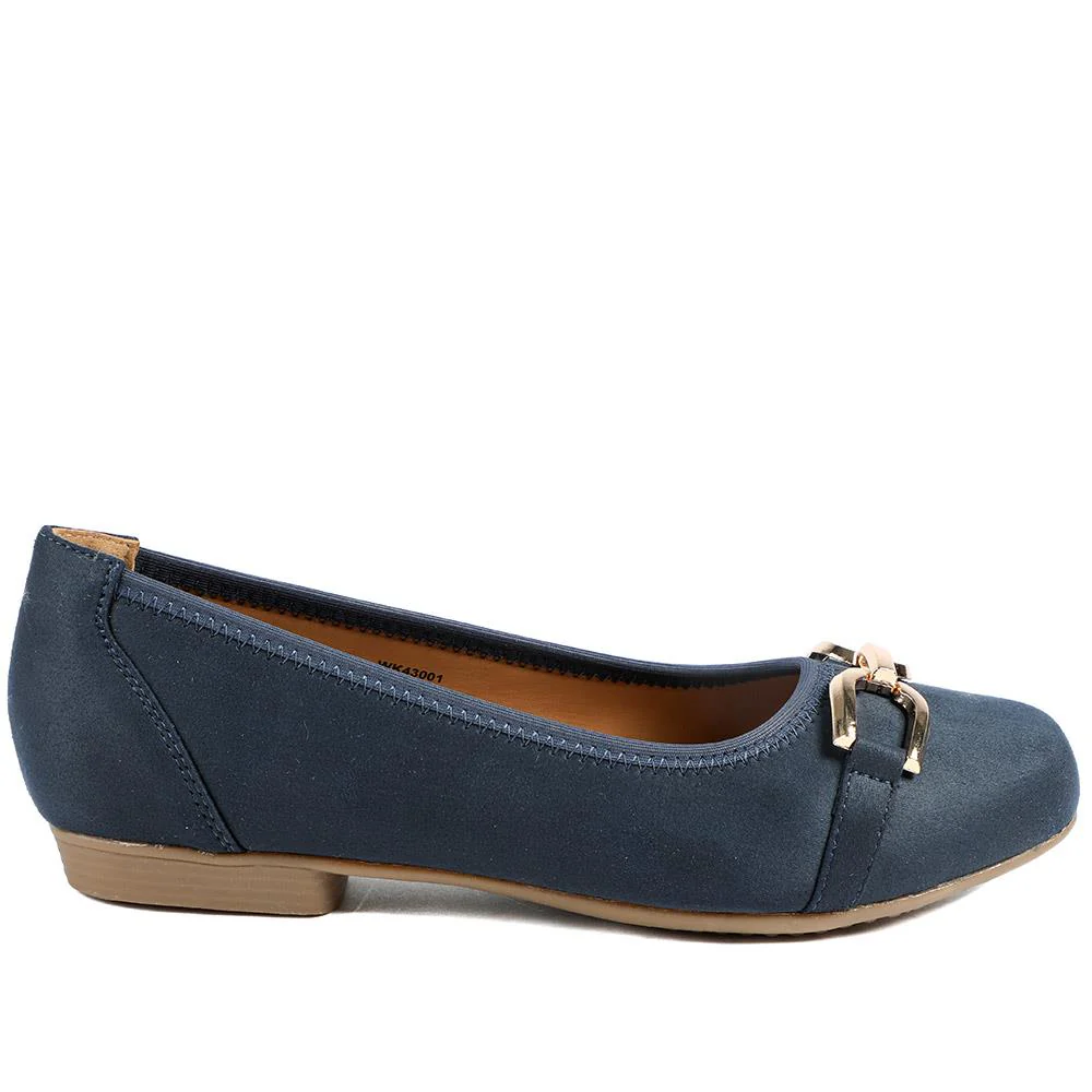 Wide Fit Buckle Detailed Pumps - WK43001 / 328 967 - Navy - Image 3