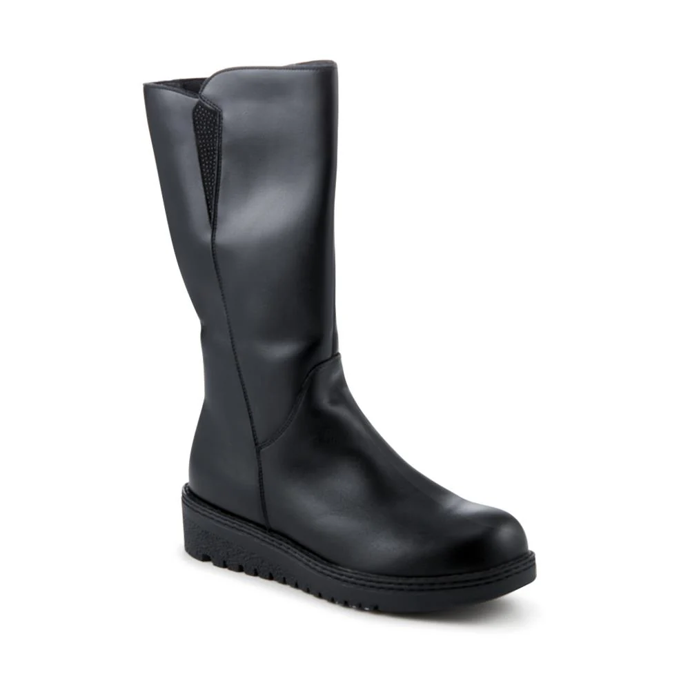 Wide Fit Calf Length Boots With Inside Zip - WLIG42002 / 328 309 - Black