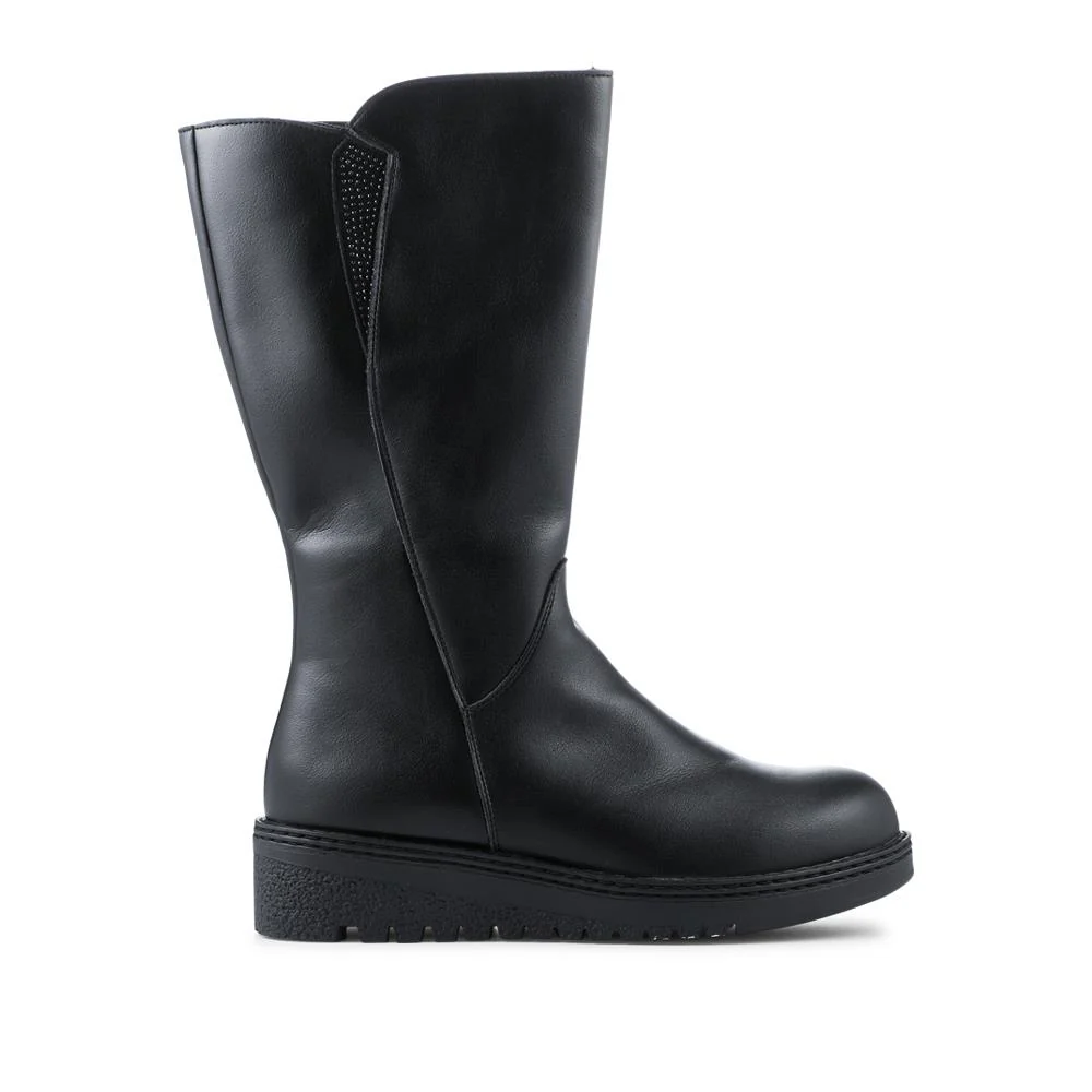 Wide Fit Calf Length Boots With Inside Zip - WLIG42002 / 328 309 - Black - Image 2