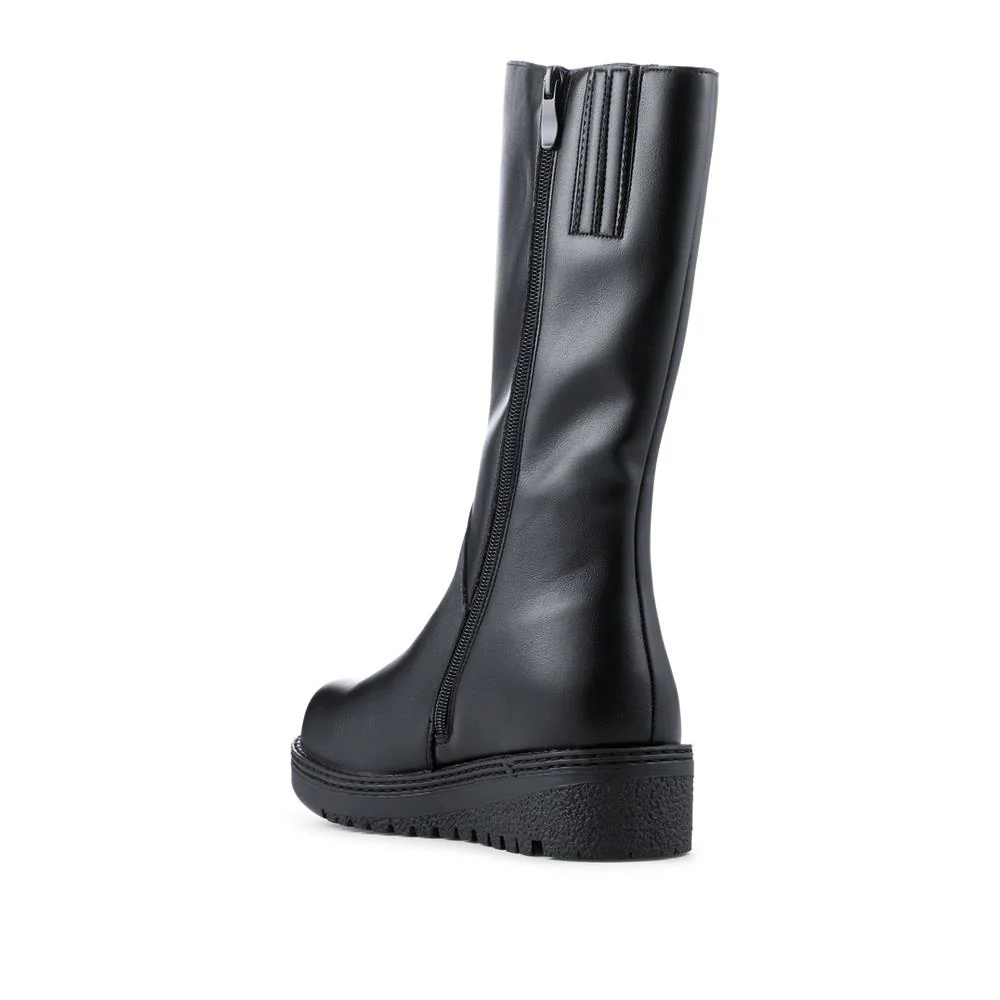 Wide Fit Calf Length Boots With Inside Zip - WLIG42002 / 328 309 - Black - Image 3