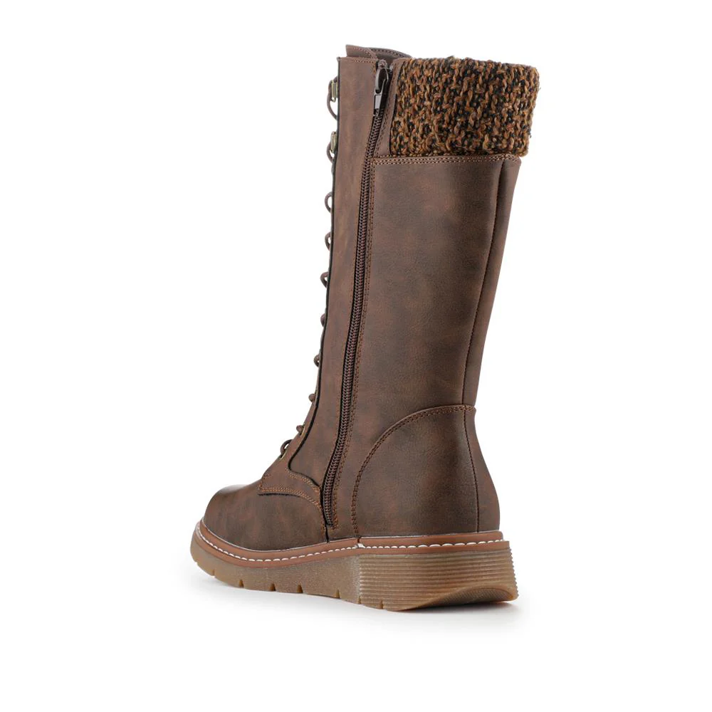 Wide Fit/Wide Calf Boots With Knitted Cuff - WBINS42095 / 328 419 - Brown - Image 3