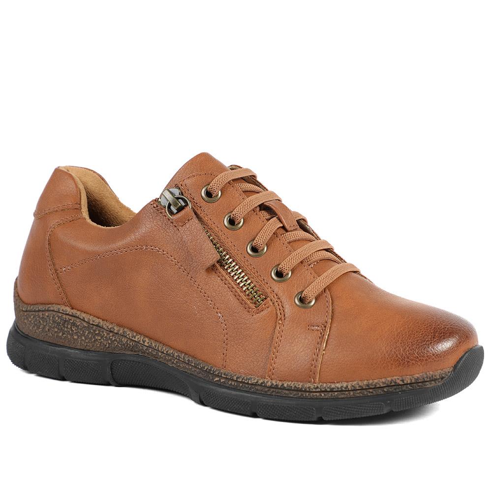 Wide Fit Casual Bungee Lace Shoes - WOIL41042 / 326 927 - Tan