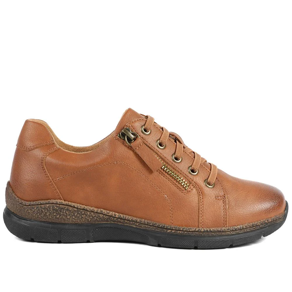 Wide Fit Casual Bungee Lace Shoes - WOIL41042 / 326 927 - Tan - Image 2