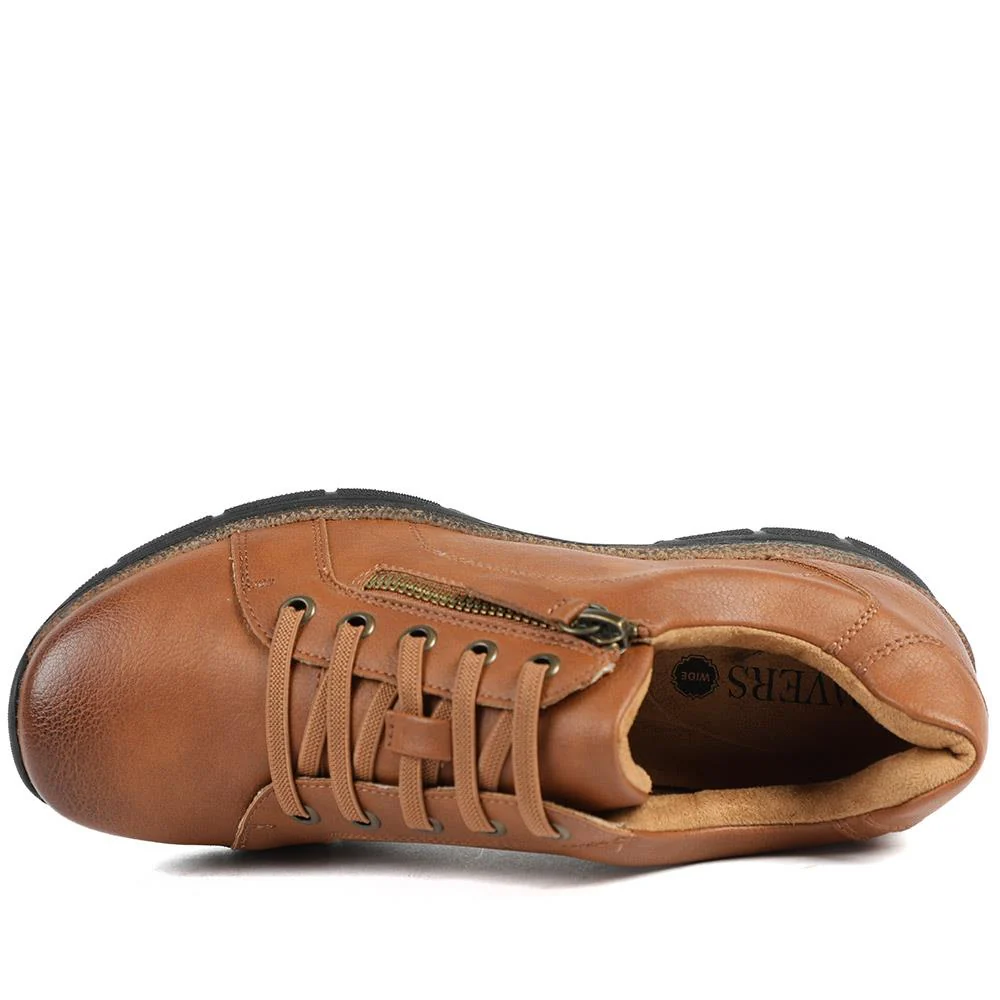 Wide Fit Casual Bungee Lace Shoes - WOIL41042 / 326 927 - Tan - Image 4