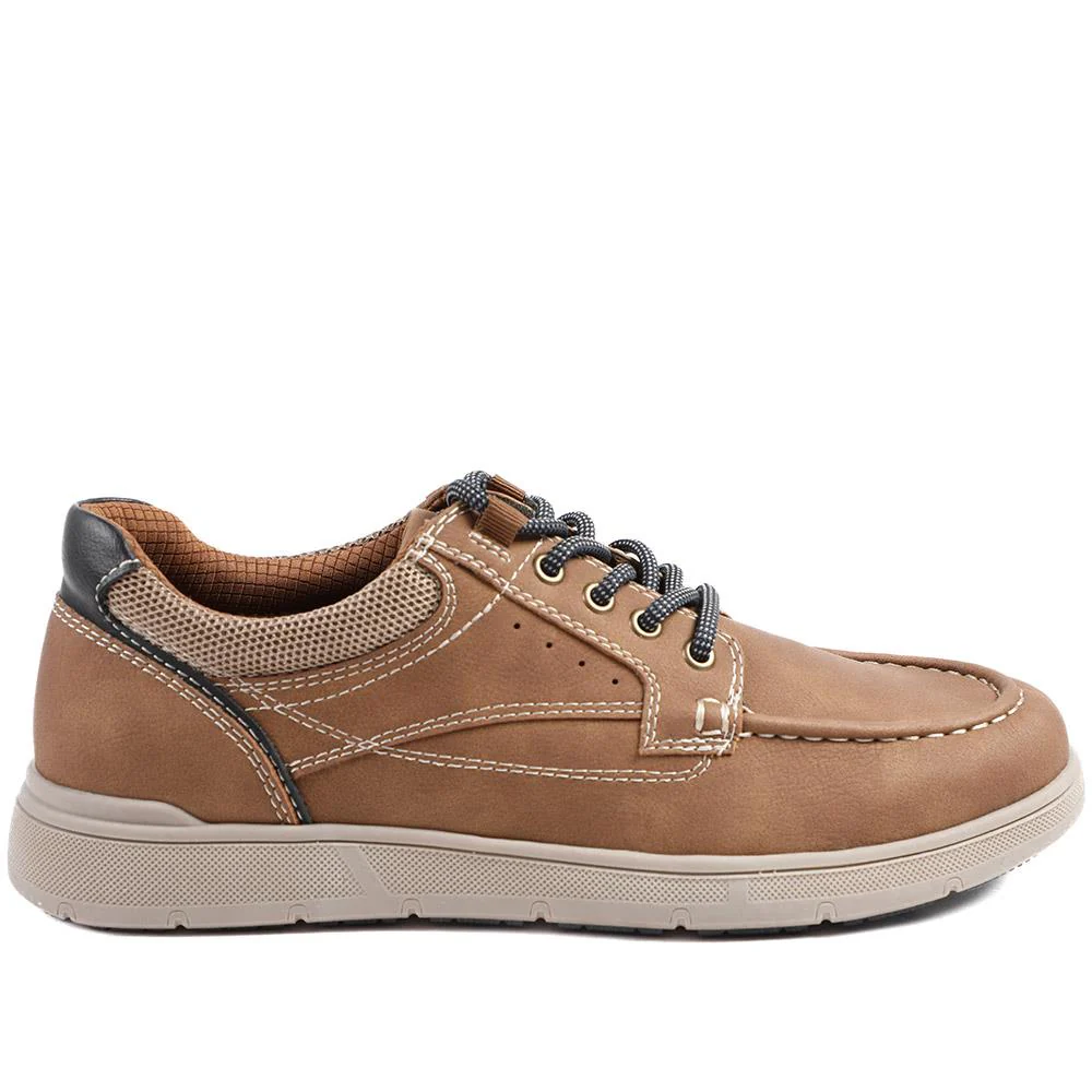 Wide Fit Casual Lace Up Shoes - GANG43003 / 329 270 - Tan - Image 2