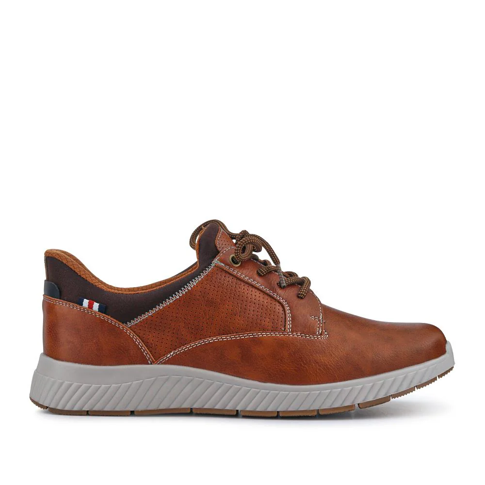 Wide Fit Casual Laced Slip-On Shoes - GANG41017 / 327 576 - Tan - Image 2