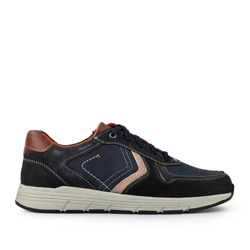 Wide-Fit Casual Leather Shoes - PARK41036 / 327 279 - Navy Multi - Image 2