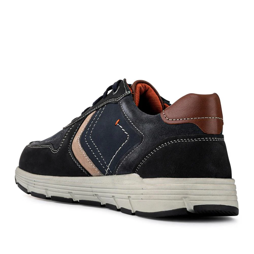 Wide-Fit Casual Leather Shoes - PARK41036 / 327 279 - Navy Multi - Image 3