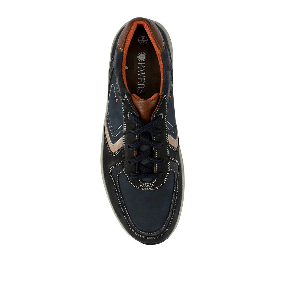 Wide-Fit Casual Leather Shoes - PARK41036 / 327 279 - Navy Multi - Image 4