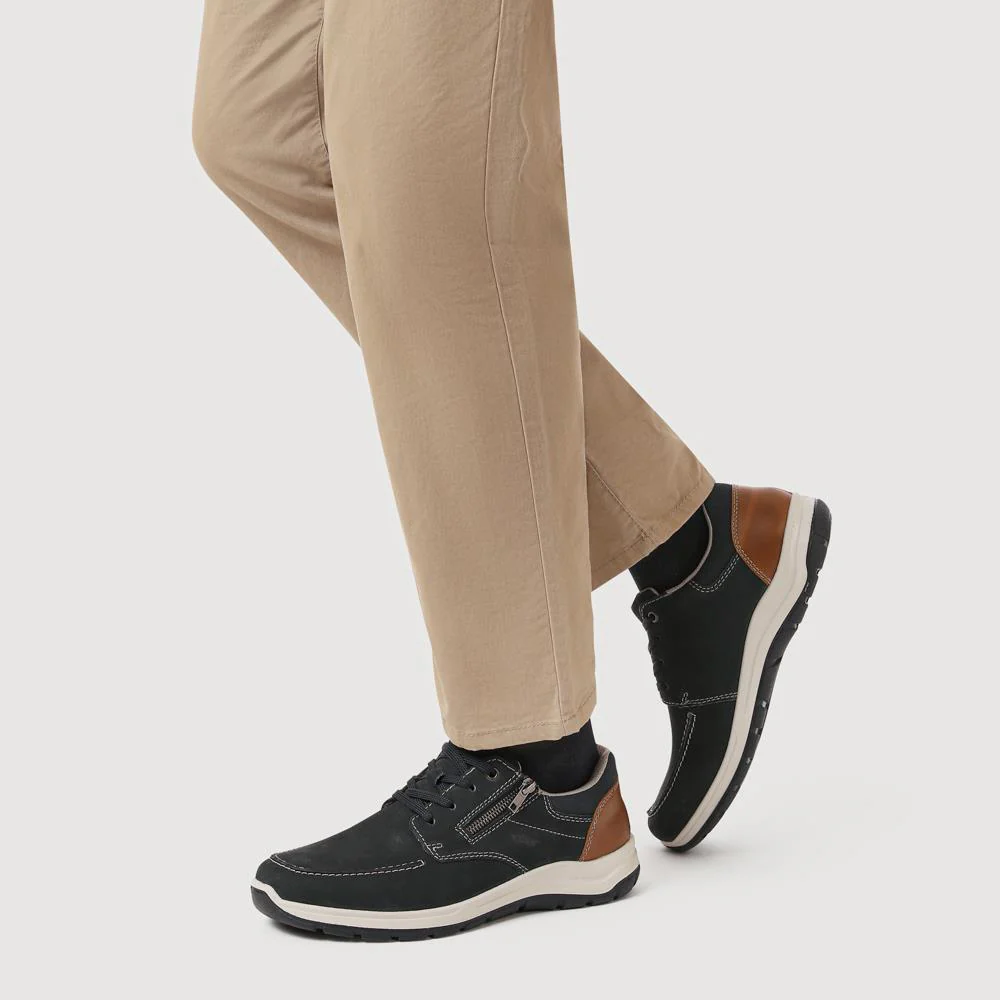 Wide-Fit Casual Leather Shoes - RKR41525 / 326 759 - Navy - Image 5