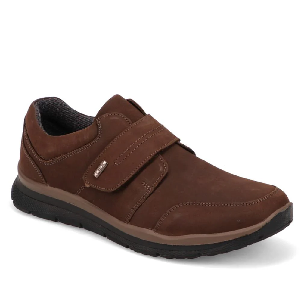Wide Fit Casual Leather Slip-On Shoes - DDIN40014 / 326 587 - Brown