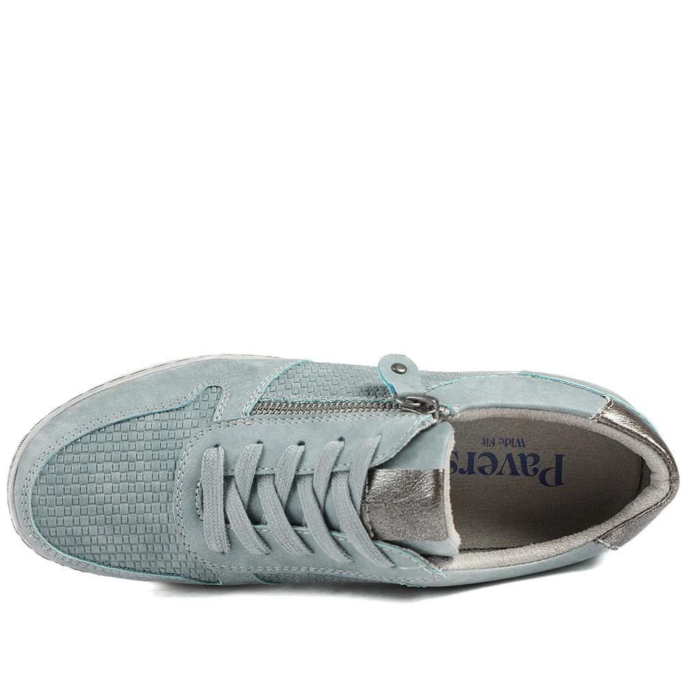 Wide Fit Casual Zip & Lace Trainers - WBINS43088 / 329 285 - Denim - Image 5