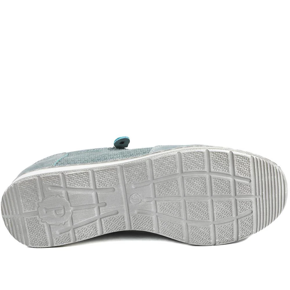 Wide Fit Casual Zip & Lace Trainers - WBINS43088 / 329 285 - Denim - Image 6