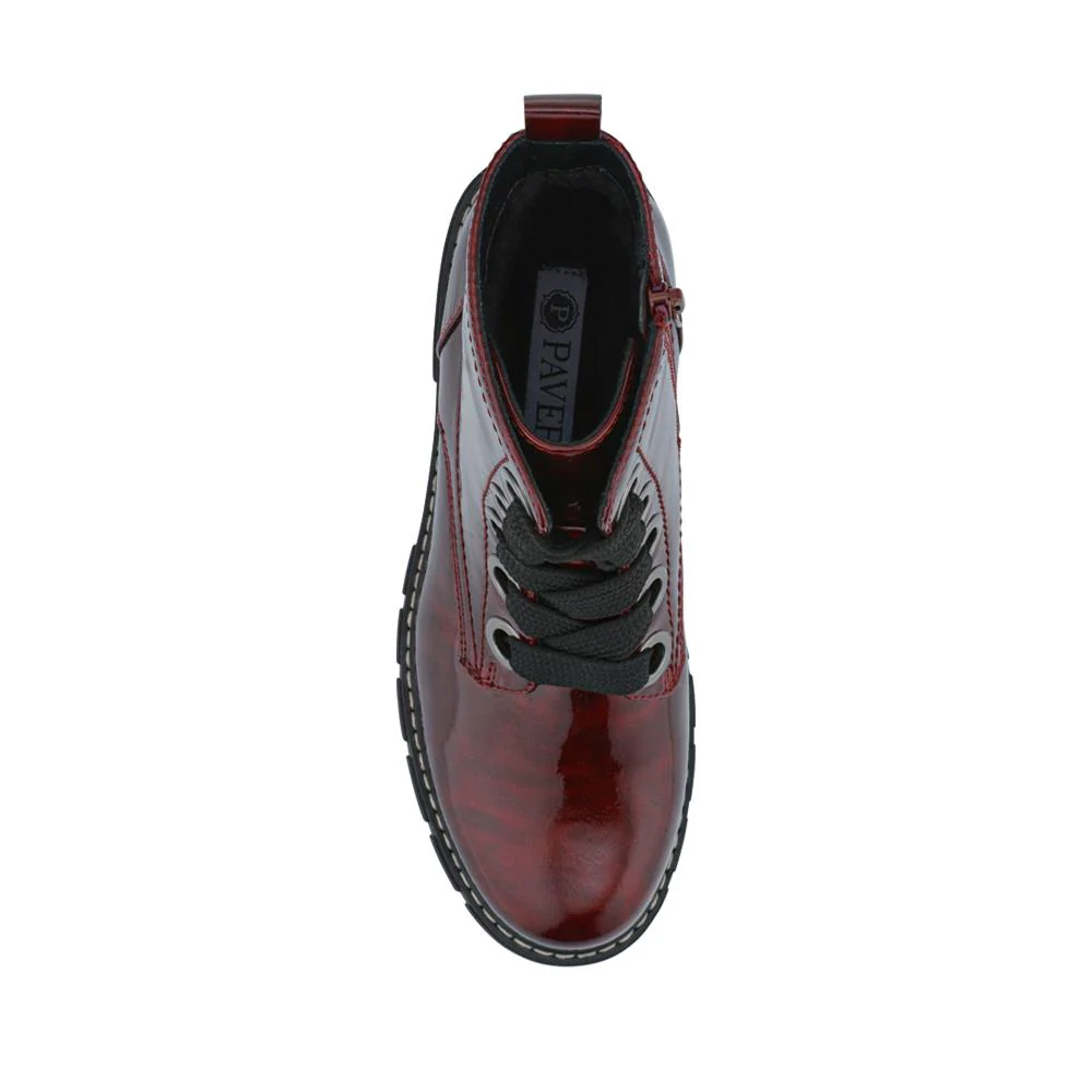 Wide-Fit Chunky Ankle Boots - WBINS42014 / 328 242 - Burgundy Patent - Image 4