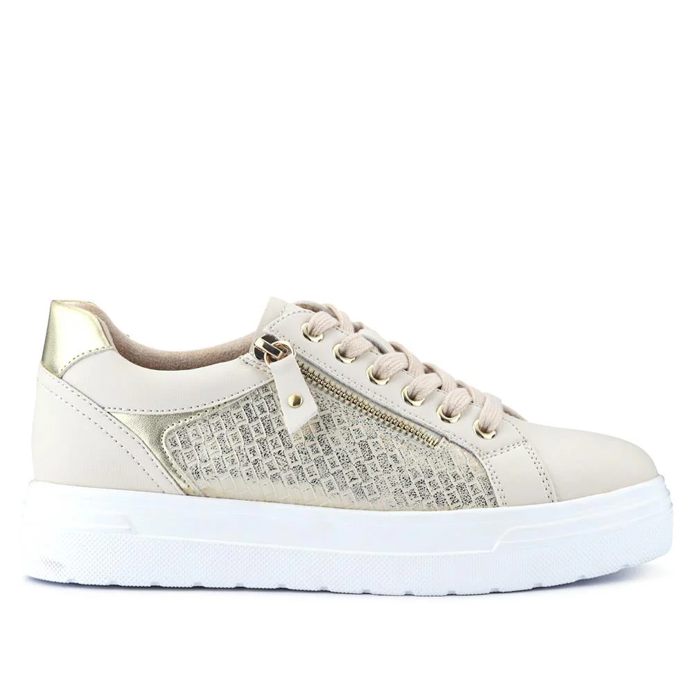 Wide Fit Chunky Lace-Up Trainers - WBINS41001 / 326 810 - Beige - Image 2