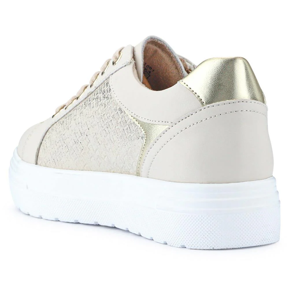 Wide Fit Chunky Lace-Up Trainers - WBINS41001 / 326 810 - Beige - Image 3