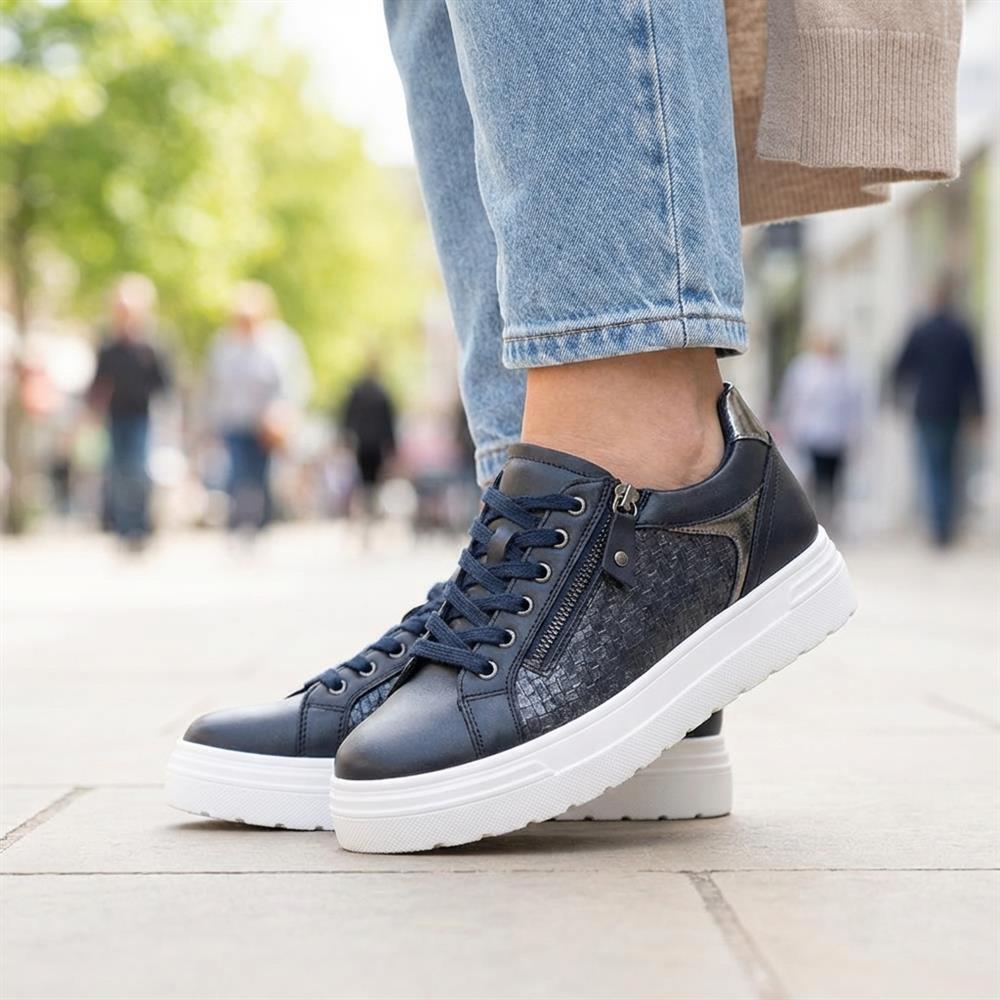 Wide Fit Chunky Lace-Up Trainers - WBINS41001 / 326 810 - Navy - Image 2