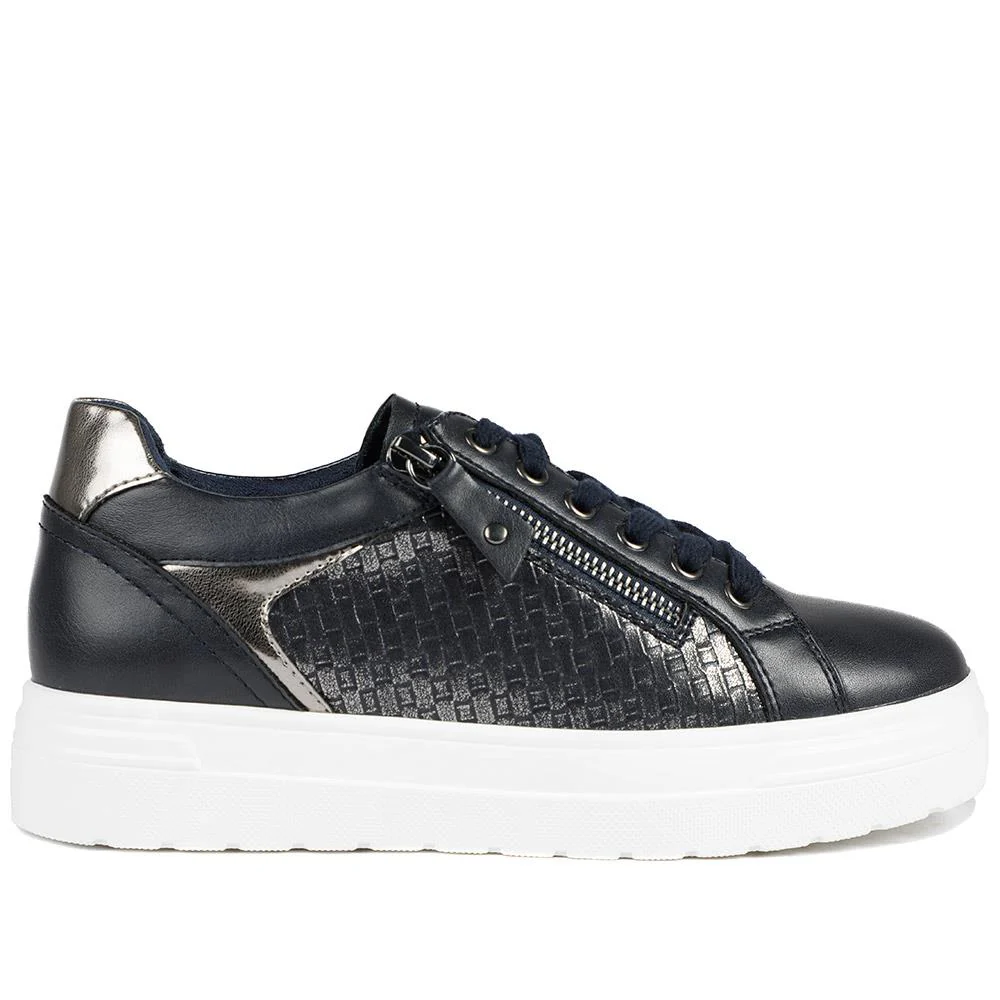 Wide Fit Chunky Lace-Up Trainers - WBINS41001 / 326 810 - Navy - Image 3