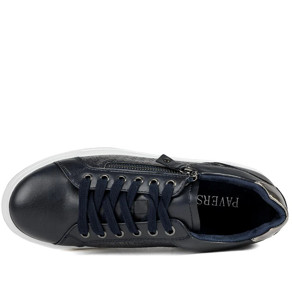 Wide Fit Chunky Lace-Up Trainers - WBINS41001 / 326 810 - Navy - Image 5