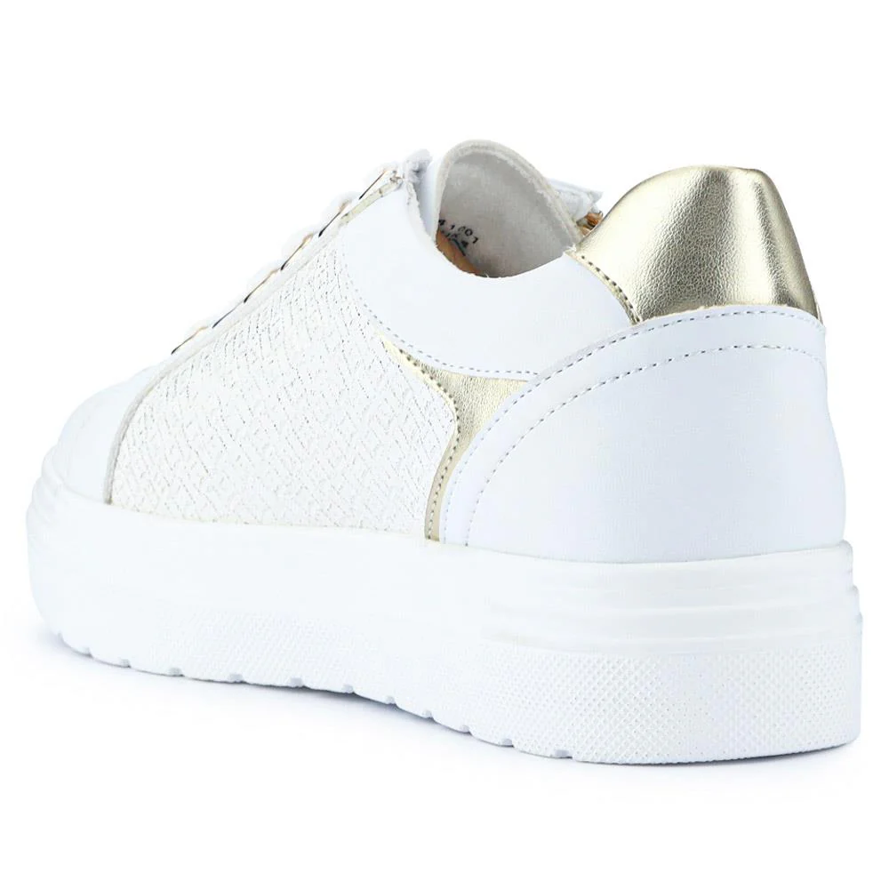 Wide Fit Chunky Lace-Up Trainers - WBINS41001 / 326 810 - White - Image 4