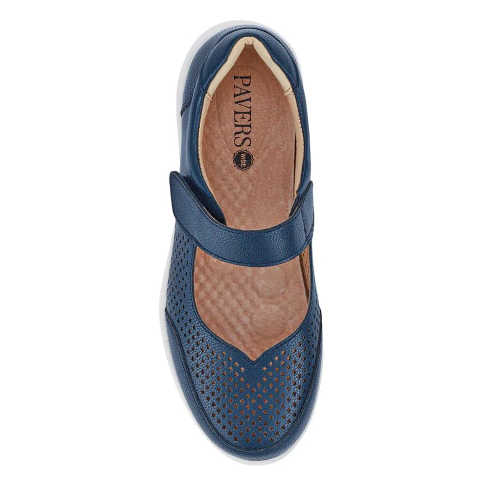 Wide Fit Chunky Leather Mary Janes - BRK41037 / 327 020 - Navy - Image 4