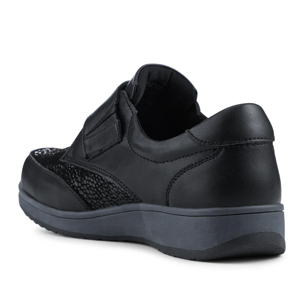 Wide Fit Coated Leather Adjustable Monk Shoes - BRK42013 / 328 120 - Black - Image 3