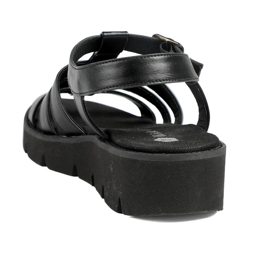 Wide Fit Wedged Fisherman Sandals - BAIZH43007 / 328 879 - Black - Image 4