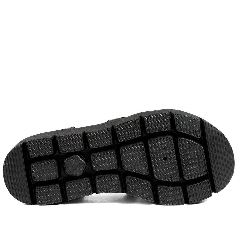 Wide Fit Wedged Fisherman Sandals - BAIZH43007 / 328 879 - Black - Image 6