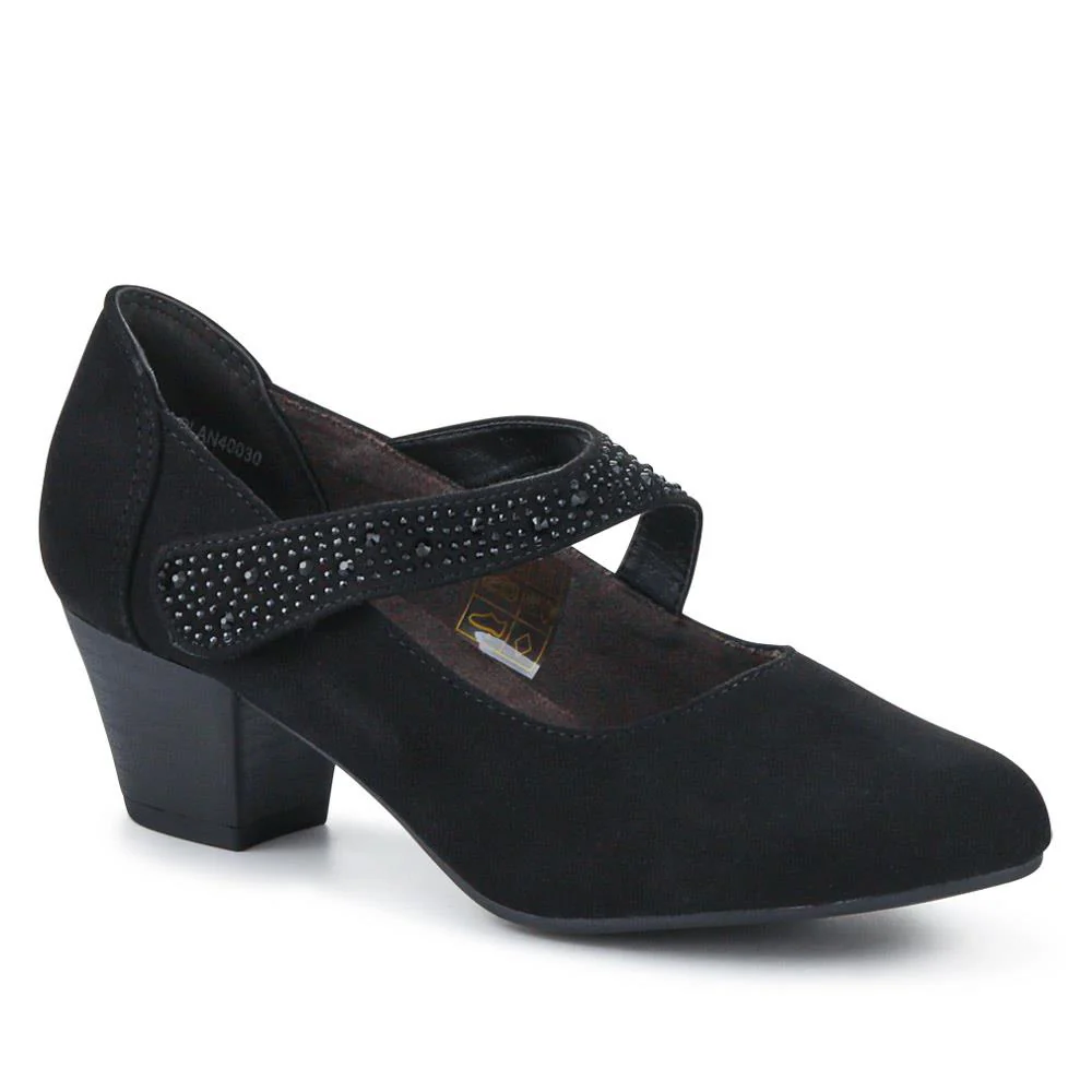 Wide fit Cone Heeled Mary Janes - PLAN40030 / 326 845 - Black