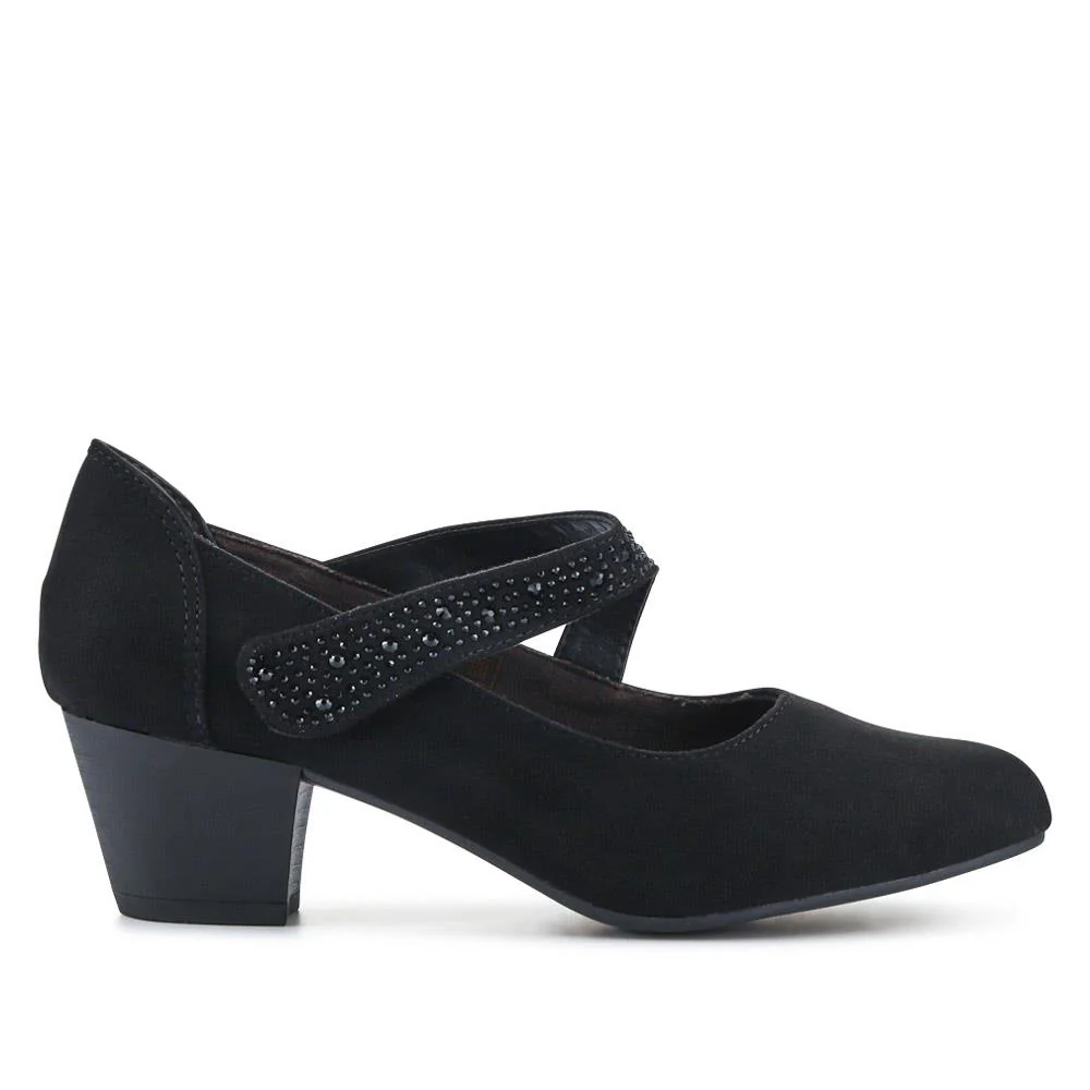 Wide fit Cone Heeled Mary Janes - PLAN40030 / 326 845 - Black - Image 2