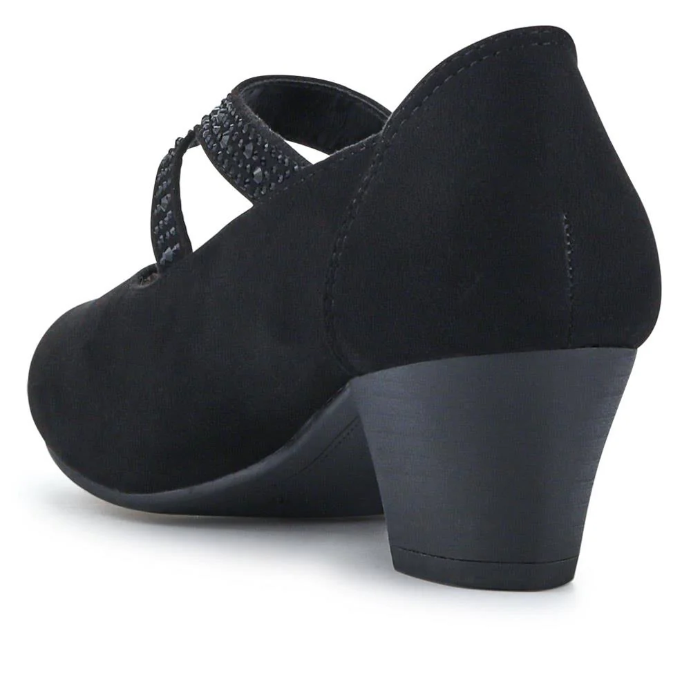 Wide fit Cone Heeled Mary Janes - PLAN40030 / 326 845 - Black - Image 3
