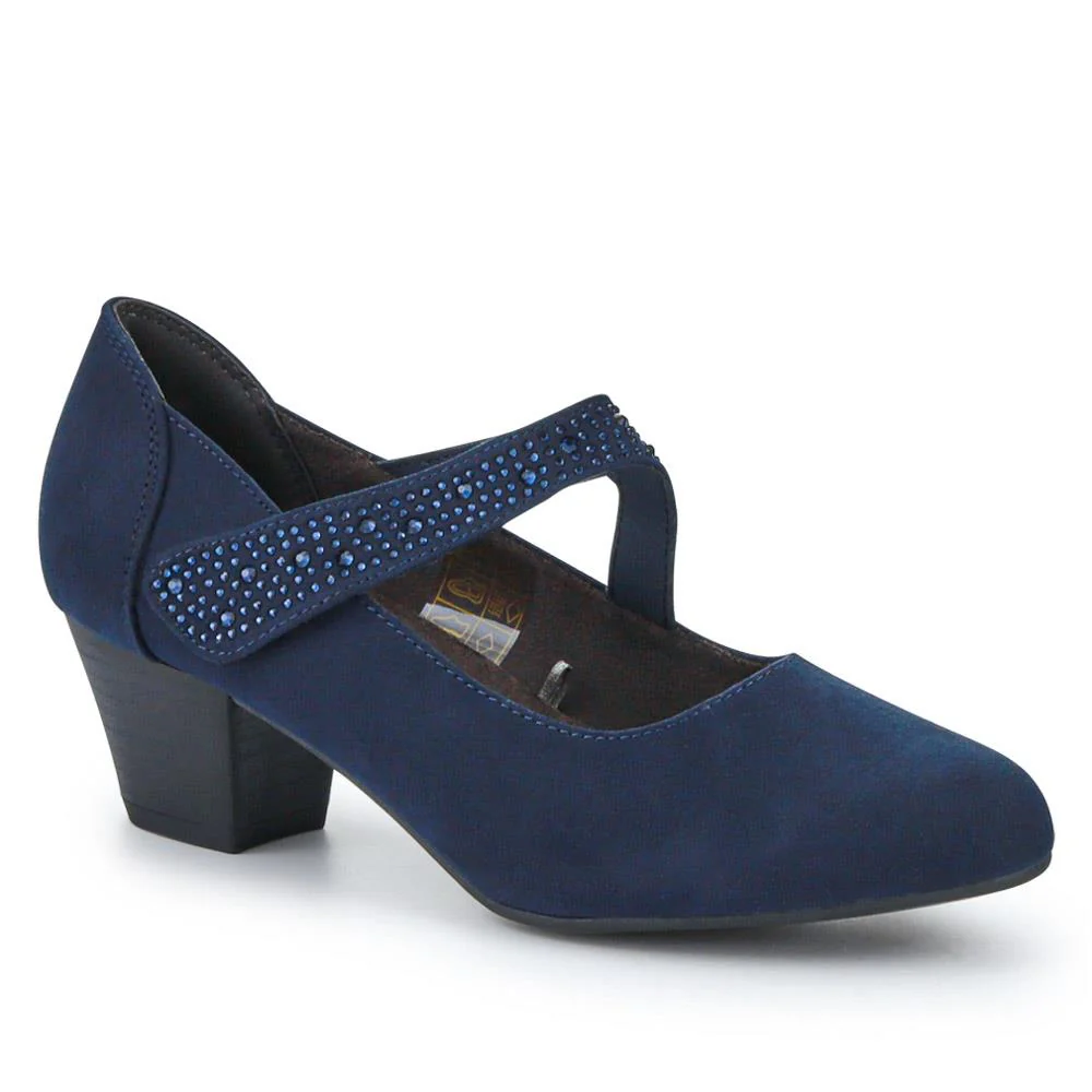 Wide fit Cone Heeled Mary Janes - PLAN40030 / 326 845 - Navy