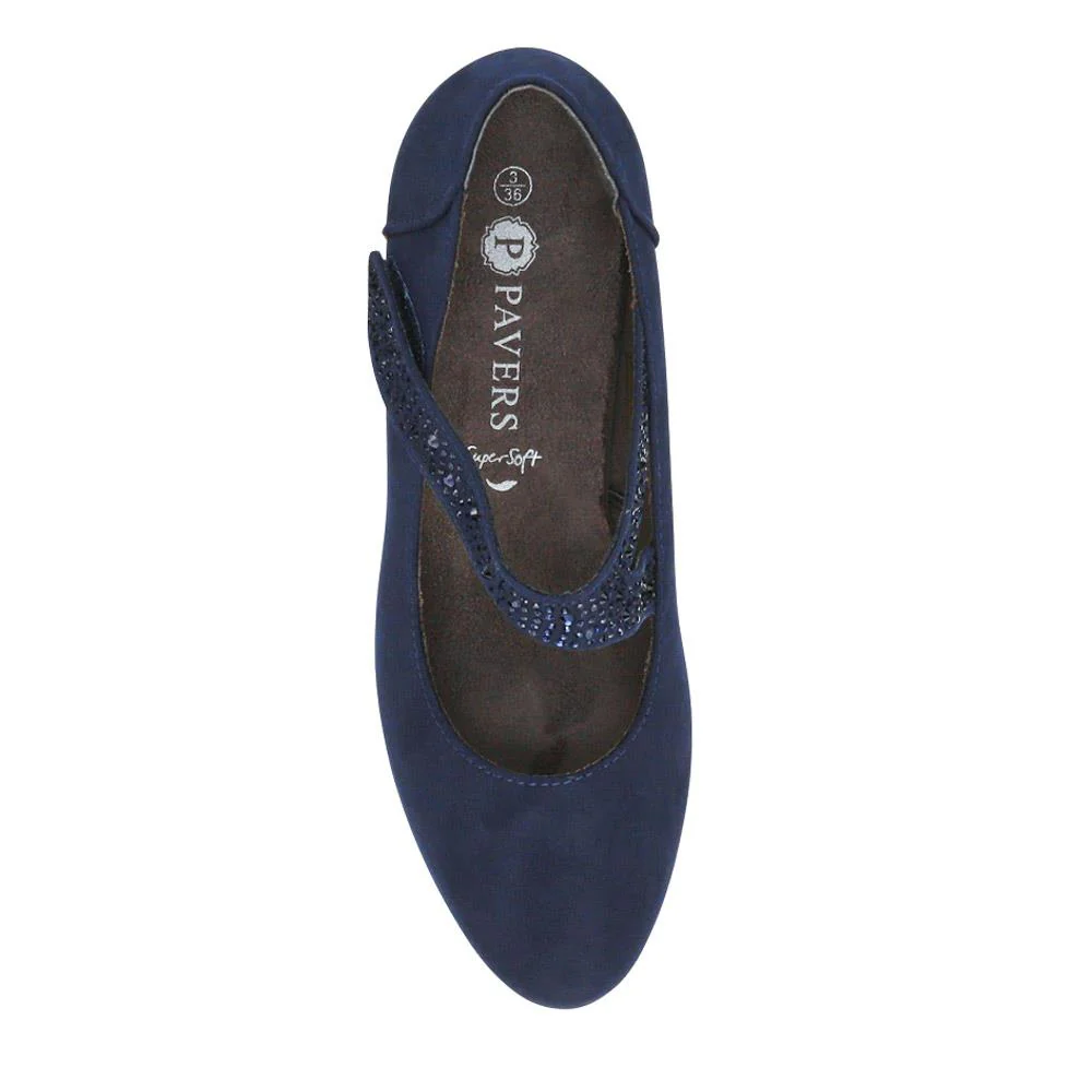 Wide fit Cone Heeled Mary Janes - PLAN40030 / 326 845 - Navy - Image 4