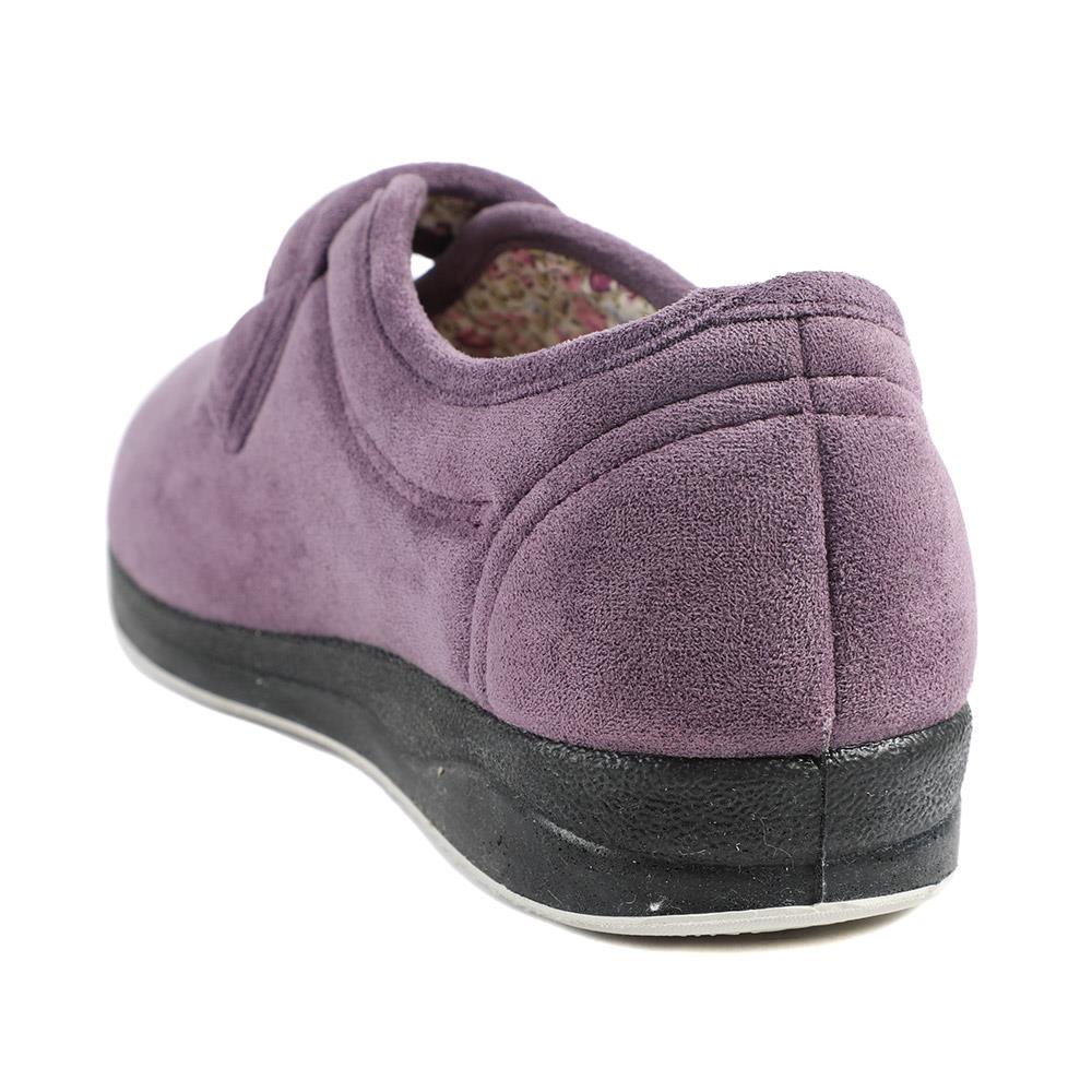 Wide Fit Cosy Adjustable Fasten Slippers - QING43001 / 329 336 - Lilac - Image 4