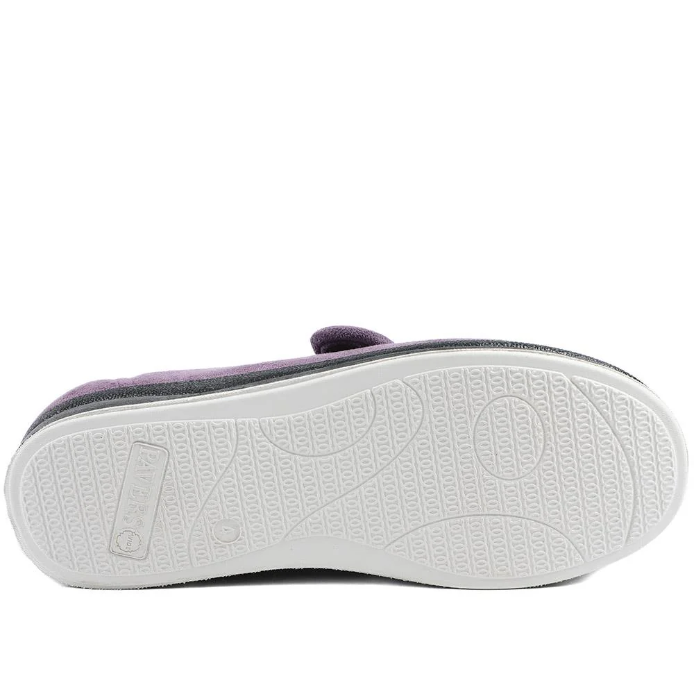 Wide Fit Cosy Adjustable Fasten Slippers - QING43001 / 329 336 - Lilac - Image 6
