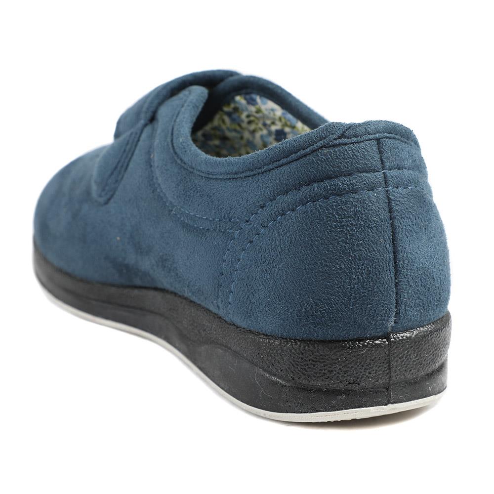 Wide Fit Cosy Adjustable Fasten Slippers - QING43001 / 329 336 - Navy - Image 4