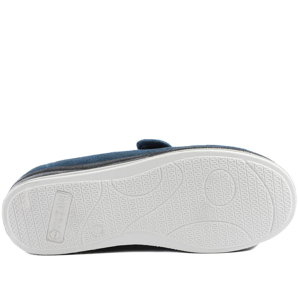 Wide Fit Cosy Adjustable Fasten Slippers - QING43001 / 329 336 - Navy - Image 6