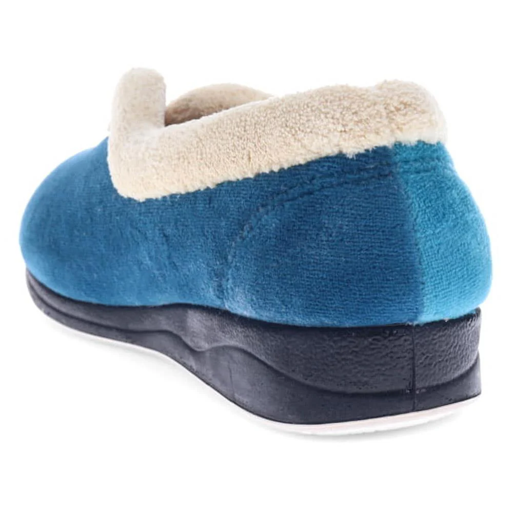 Wide Fit Cosy Antibacterial Full Slippers - QING32013 / 319 075 - Blue Teal - Image 3