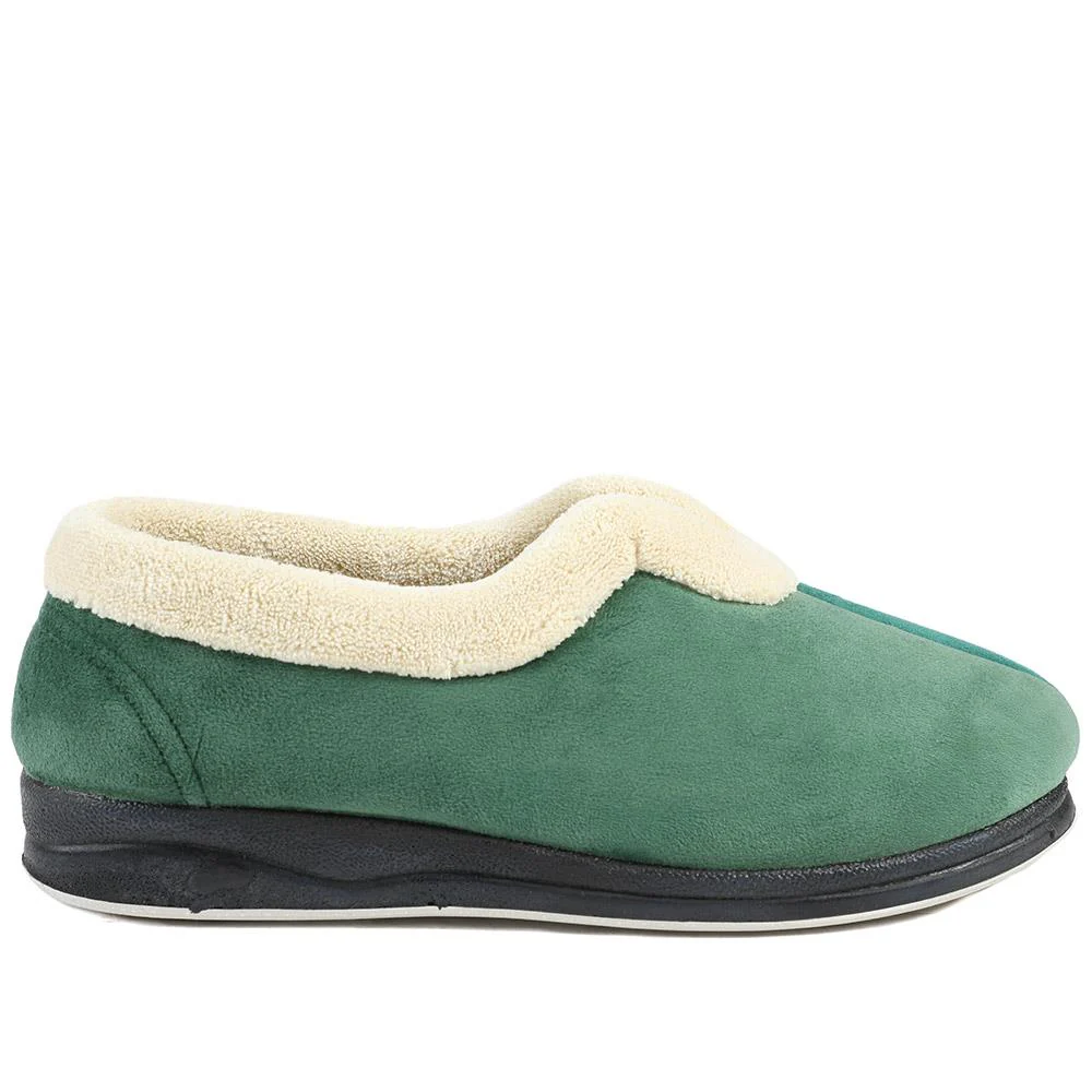 Wide Fit Cosy Antibacterial Full Slippers - QING32013 / 319 075 - Green - Image 2