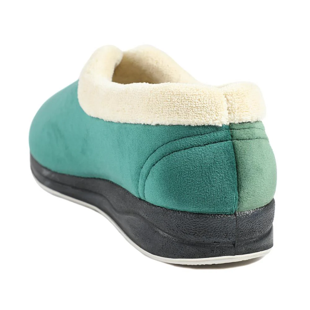 Wide Fit Cosy Antibacterial Full Slippers - QING32013 / 319 075 - Green - Image 3